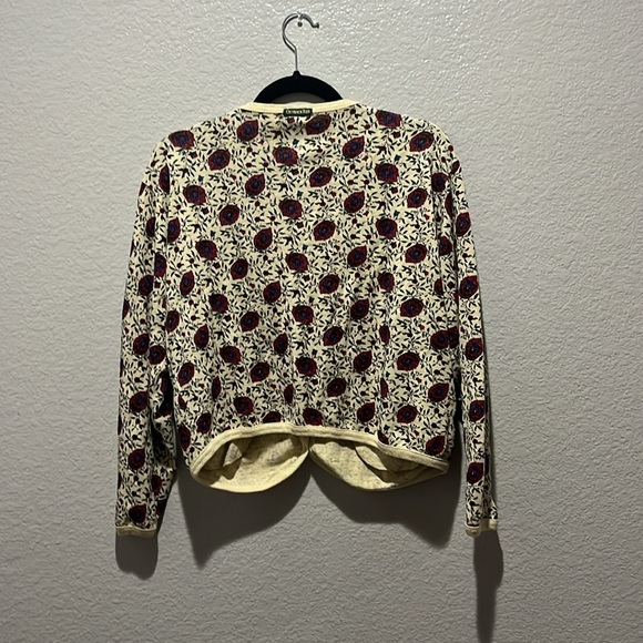 Vintage Outback Red Women’s Cream Floral Button Down Cardigan Long Sleeve Sz L - Picture 8 of 8